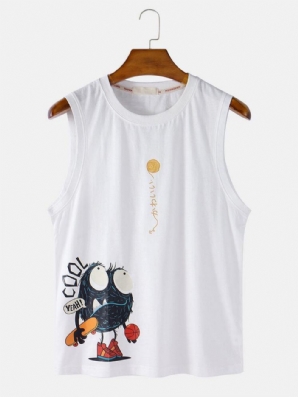 Ärmellose Lässige Tanktops Aus Baumwolle Mit Cartoon-Print