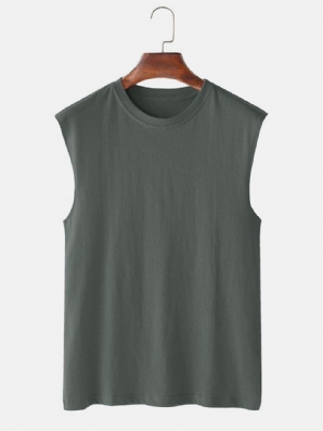 Atmungsaktive Einfarbige Freizeit-Tanktops Für Herren Aus 100 % Baumwolle