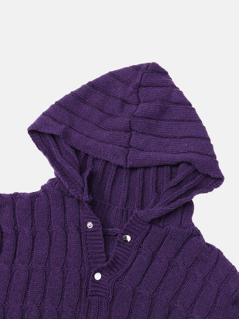 Einfarbige Langärmelige Warme Strickpullover Mit Kapuze Für Herren