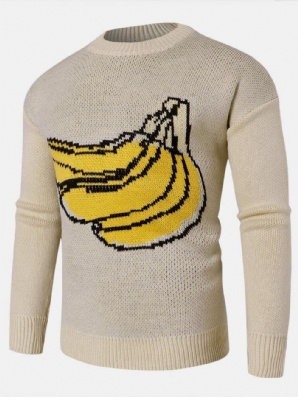 Herren-Obst-Strickmuster Mit Langen Ärmeln Lässige Pullover