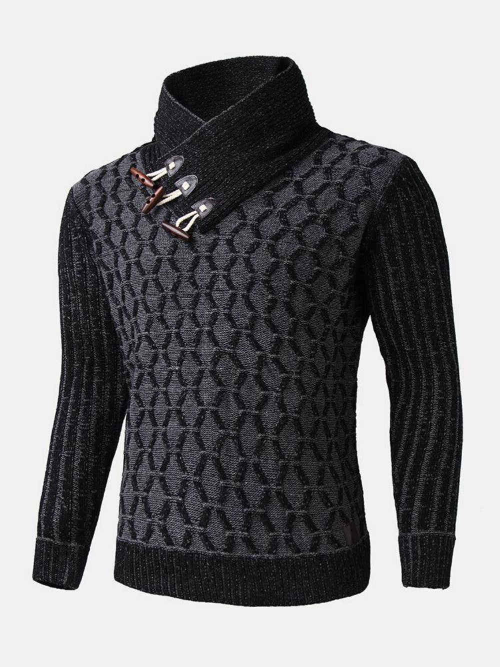 Herren-Strickpullover Mit Gestrickter Textur Stehkragen Warmer Pullover