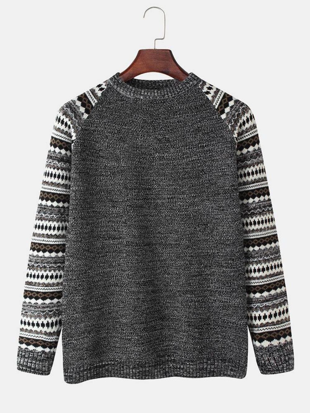 Herren Tribal Strickmuster Raglanärmel Langarm Vintage Pullover