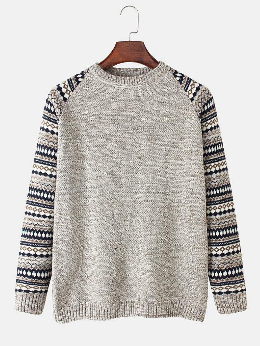 Herren Tribal Strickmuster Raglanärmel Langarm Vintage Pullover