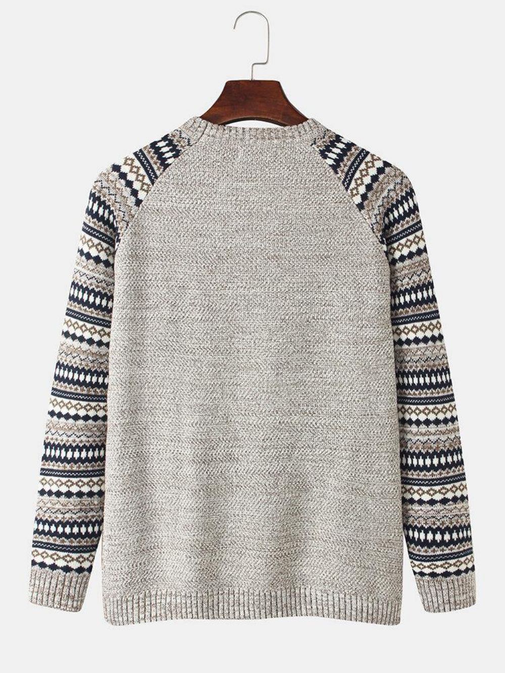 Herren Tribal Strickmuster Raglanärmel Langarm Vintage Pullover