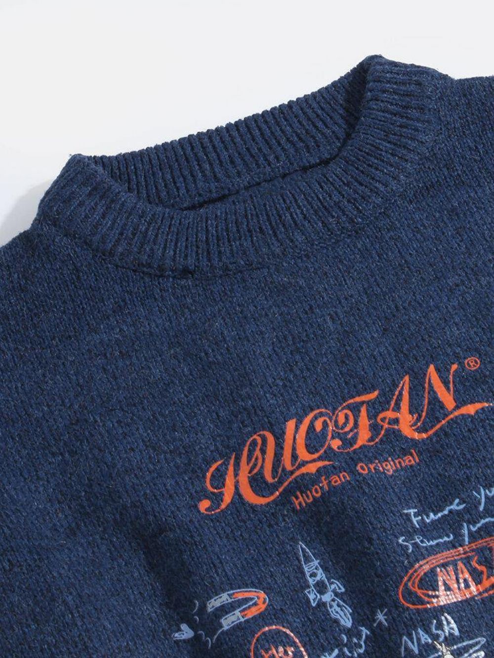 Lässige Strickpullover Mit Rundhalsausschnitt Und Astronaut-Buchstabendruck Für Herren