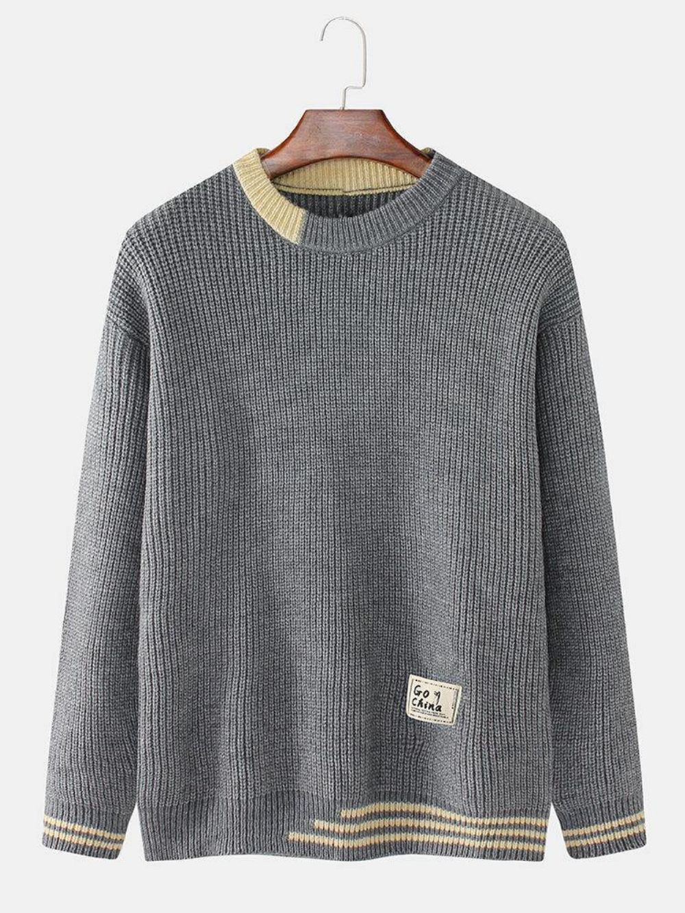 Männer Design Farbblock Langarm Warme Strickpullover