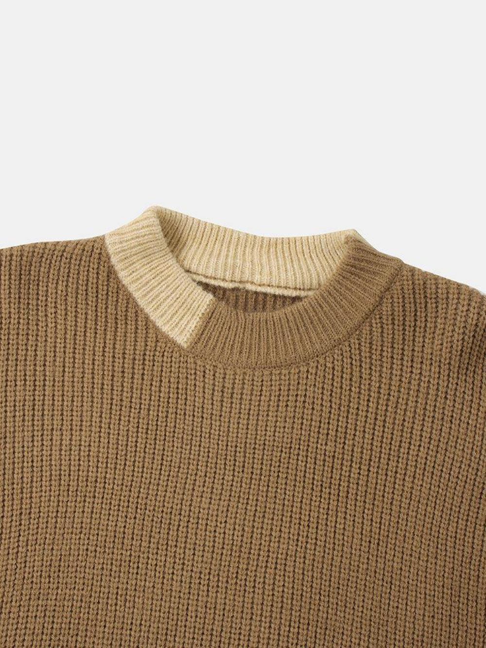 Männer Design Farbblock Langarm Warme Strickpullover