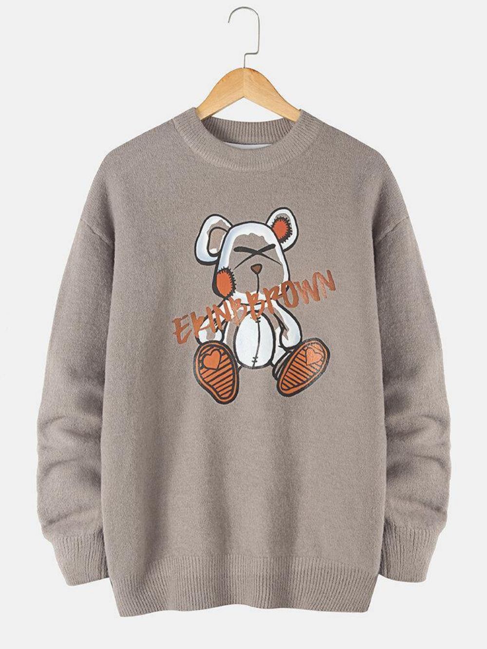 Strickpullover Mit Rundhalsausschnitt Und Rundhalsausschnitt Für Herren Mit Cartoon-Bär