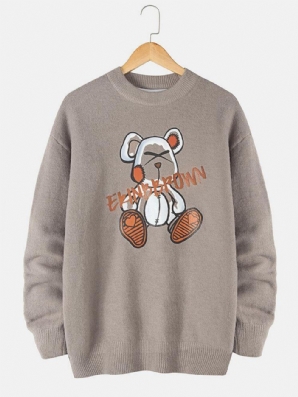 Strickpullover Mit Rundhalsausschnitt Und Rundhalsausschnitt Für Herren Mit Cartoon-Bär