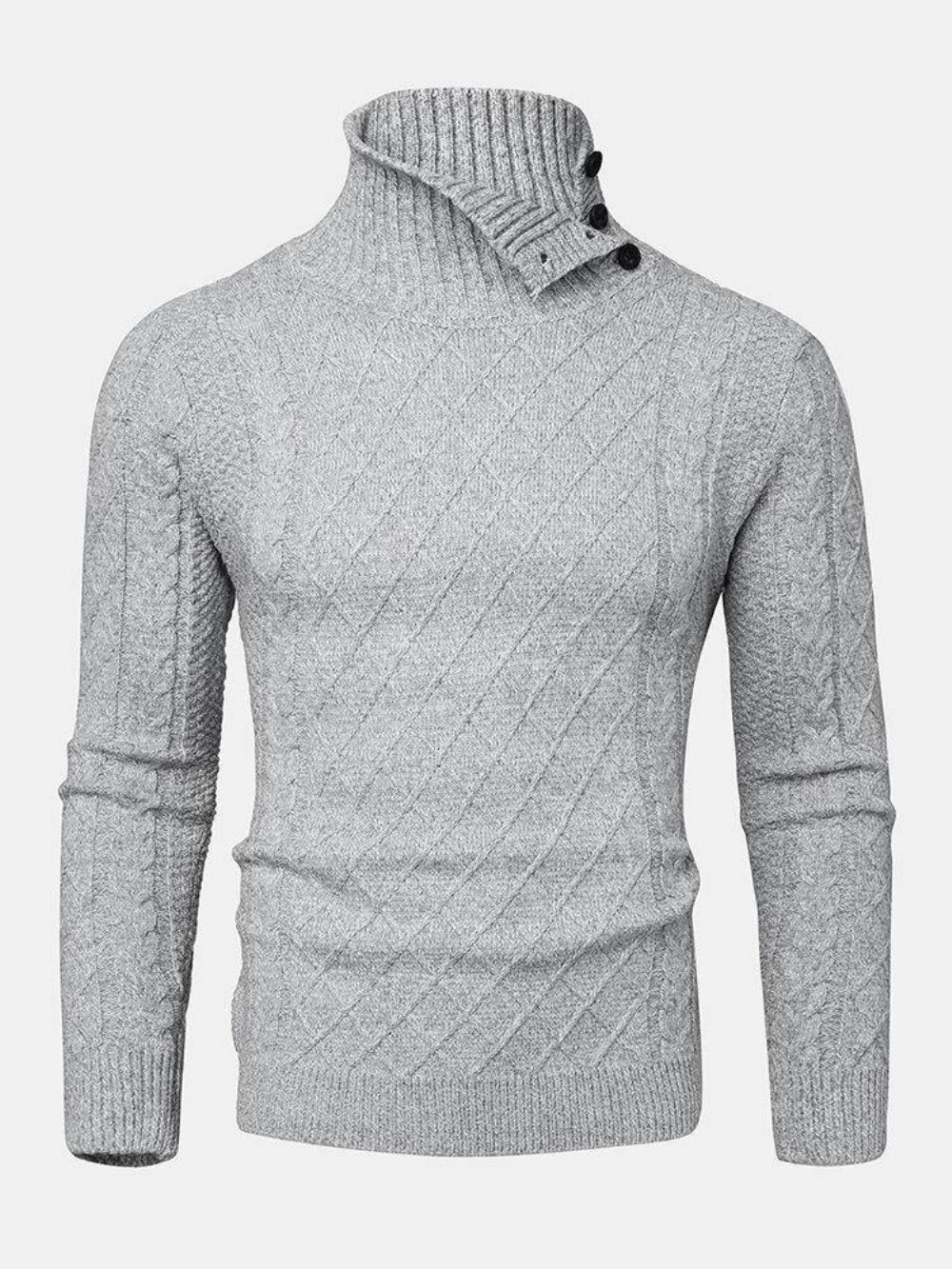 Warme Langärmlige Strickpullover Mit Hoher Taille Und Textur Für Herren