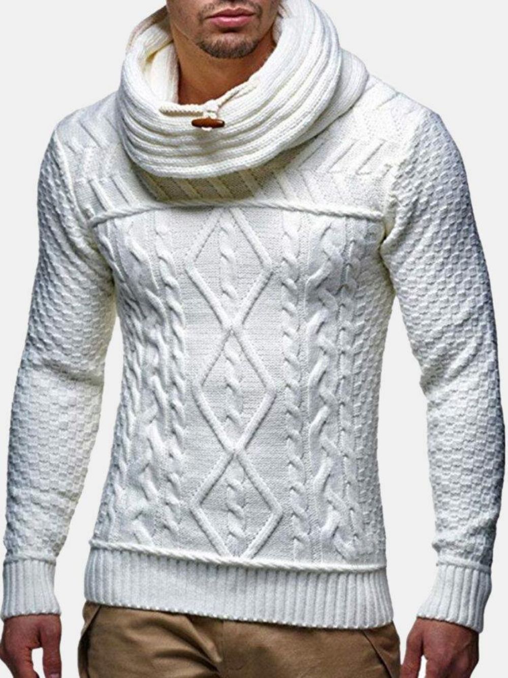 Warme Langarm-Strickpullover Mit Rollkragen Für Herren