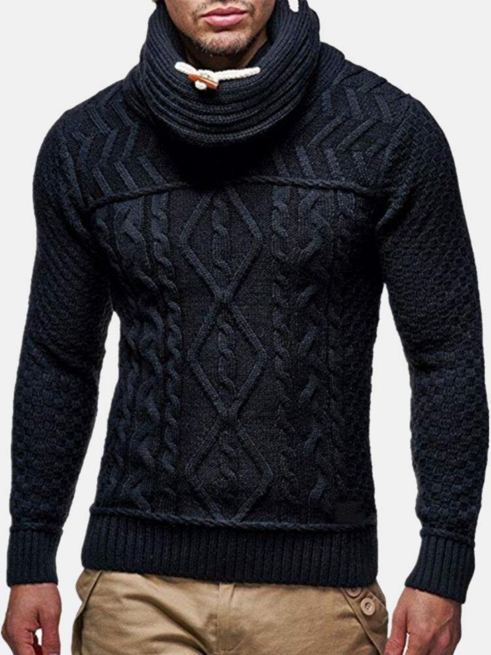 Warme Langarm-Strickpullover Mit Rollkragen Für Herren