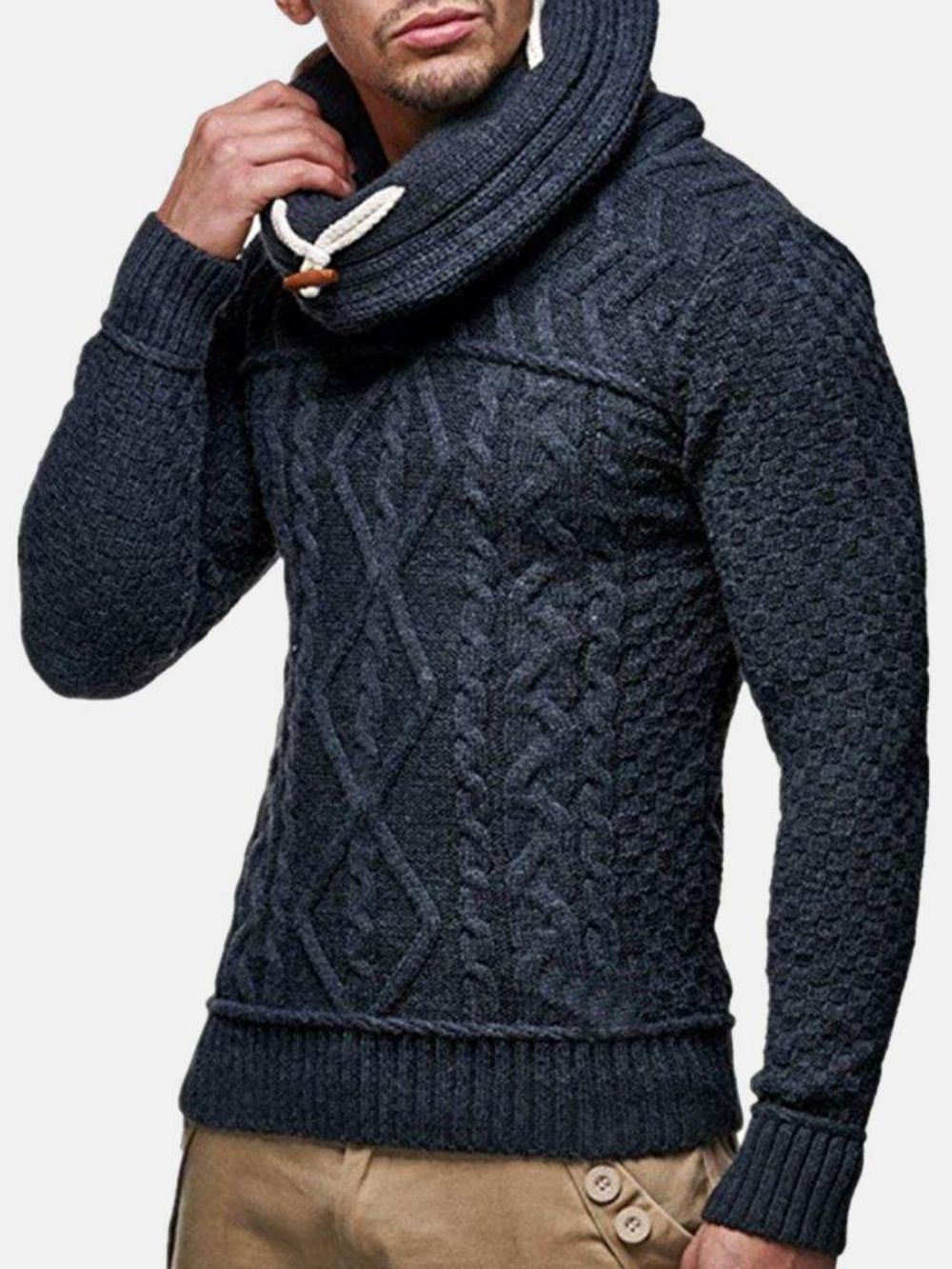 Warme Langarm-Strickpullover Mit Rollkragen Für Herren