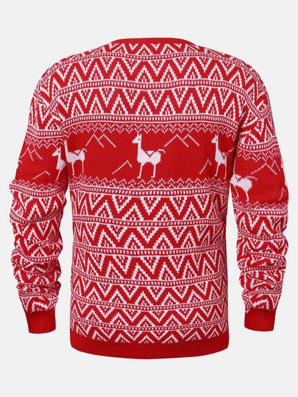 Weihnachten Herren Cartoon Alpaka & Geometrie Gestrickte Warme Pullover Pullover