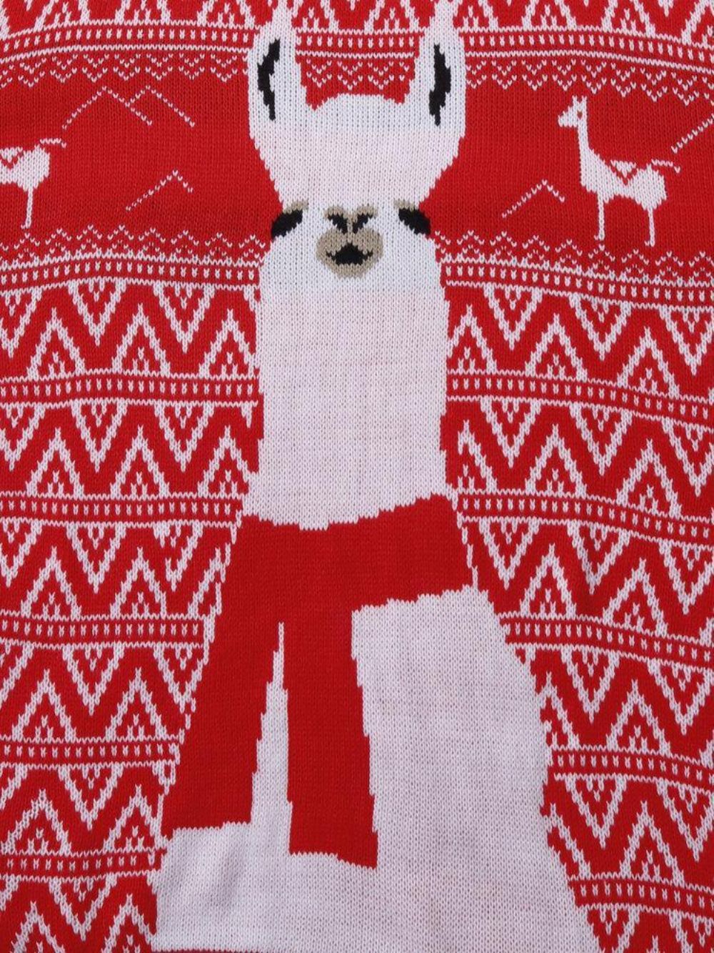 Weihnachten Herren Cartoon Alpaka & Geometrie Gestrickte Warme Pullover Pullover