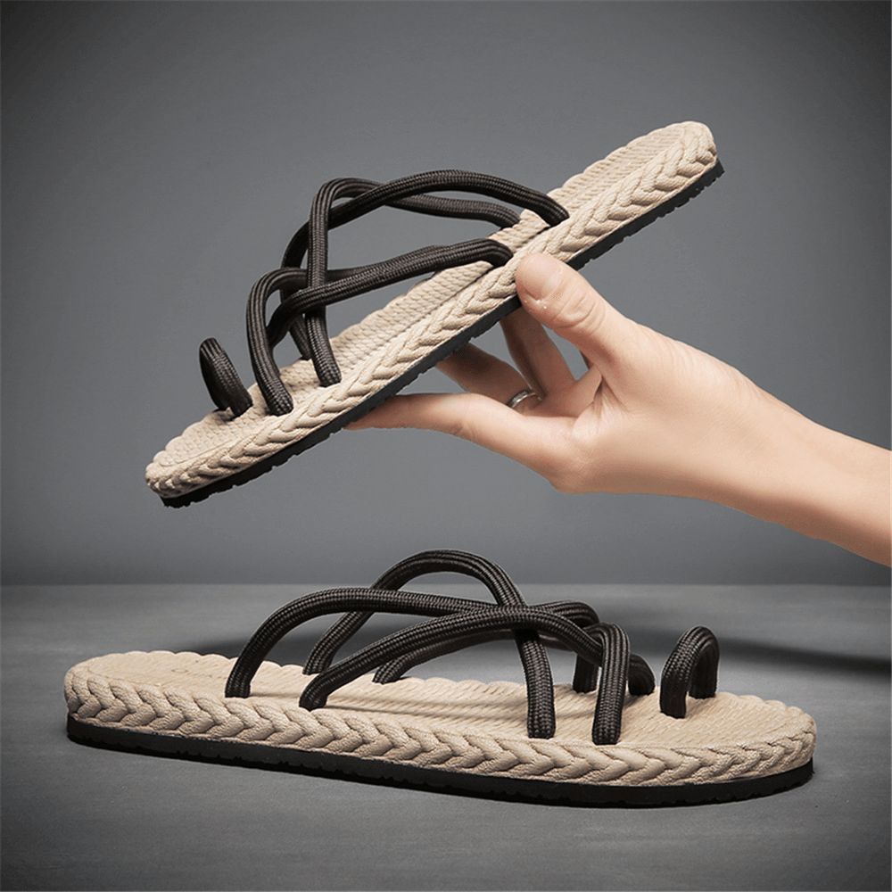 Atmungsaktive Weiche Unterseite Rutschfeste Bequeme Clip-Toe-Strand-Hausschuhe