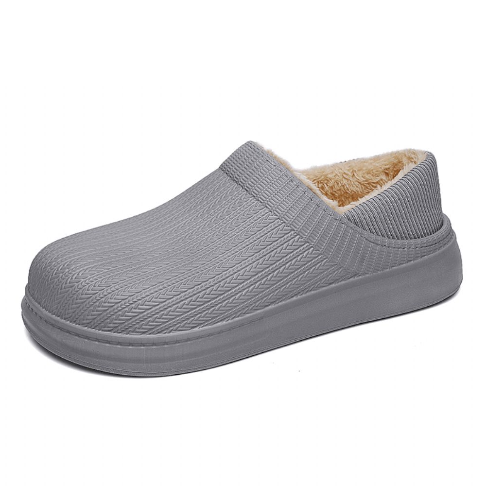 Bequeme Weite Passform Runde Zehen Warme Einfache Slip-On-Hausschuhe Für Herren