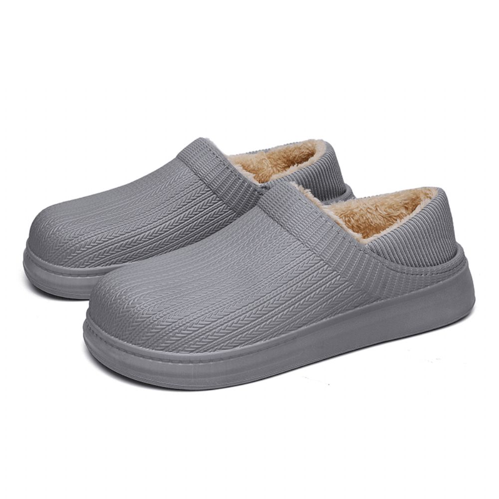 Bequeme Weite Passform Runde Zehen Warme Einfache Slip-On-Hausschuhe Für Herren