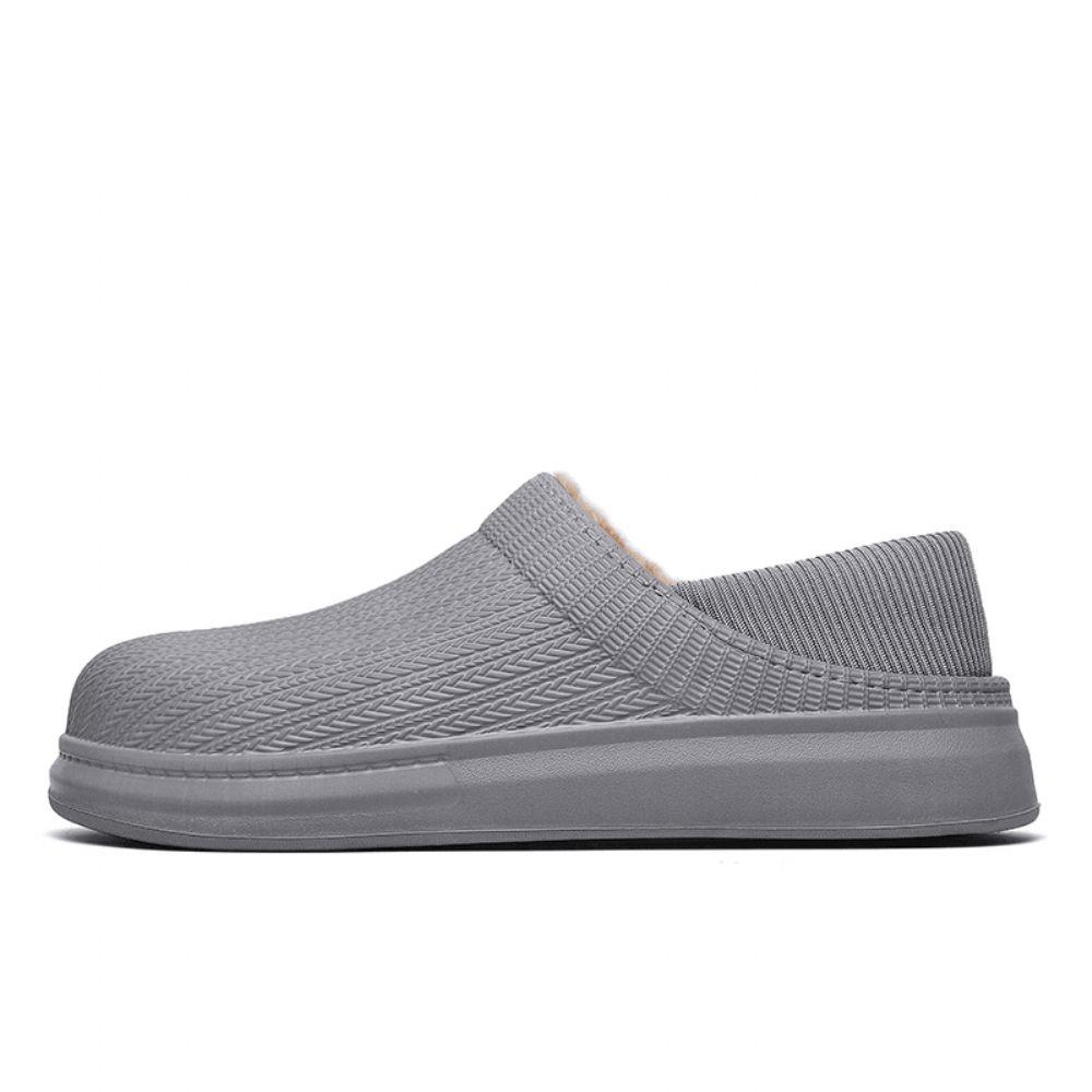 Bequeme Weite Passform Runde Zehen Warme Einfache Slip-On-Hausschuhe Für Herren