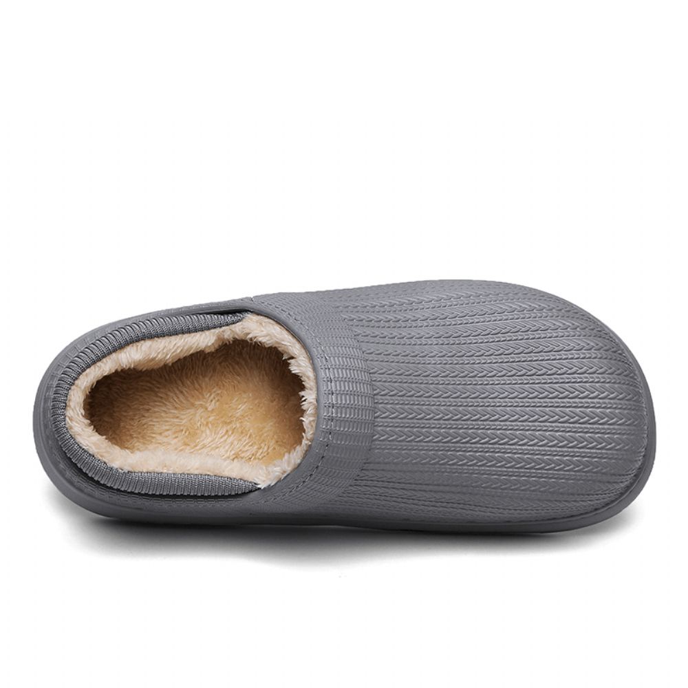 Bequeme Weite Passform Runde Zehen Warme Einfache Slip-On-Hausschuhe Für Herren