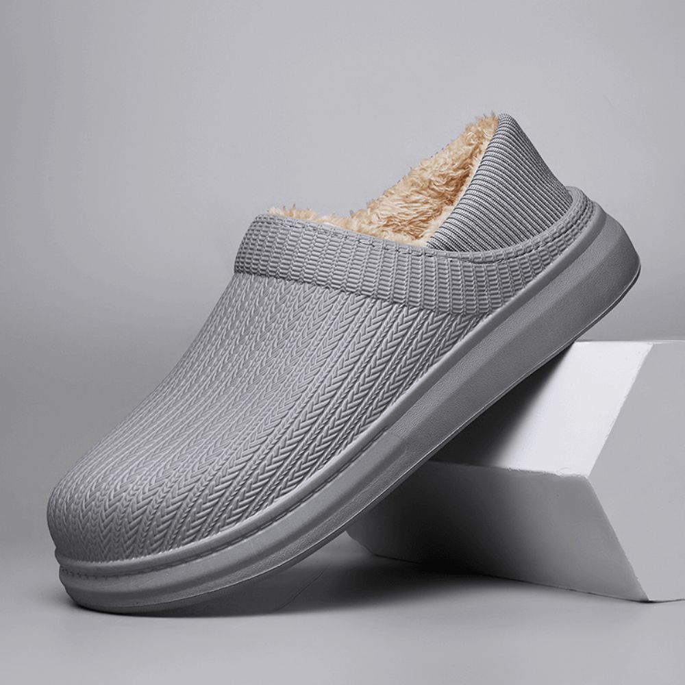 Bequeme Weite Passform Runde Zehen Warme Einfache Slip-On-Hausschuhe Für Herren