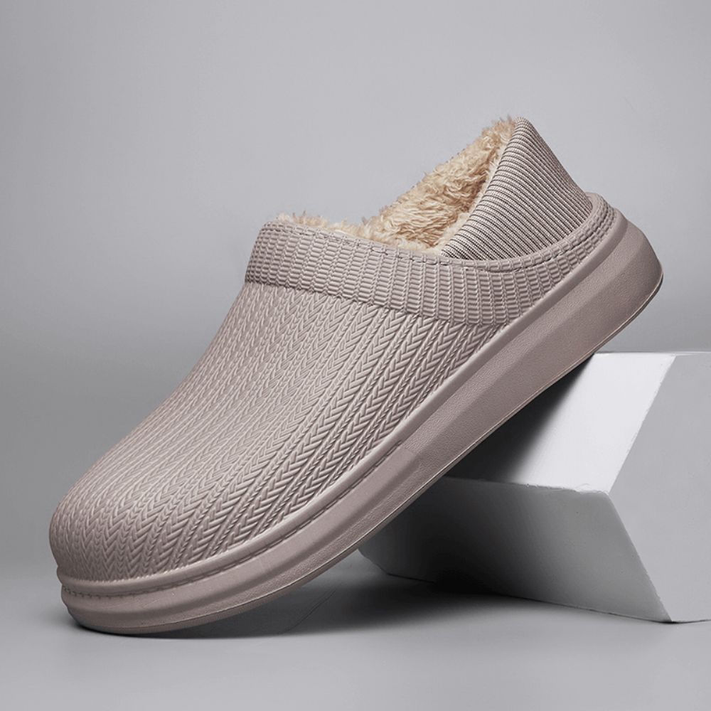 Bequeme Weite Passform Runde Zehen Warme Einfache Slip-On-Hausschuhe Für Herren