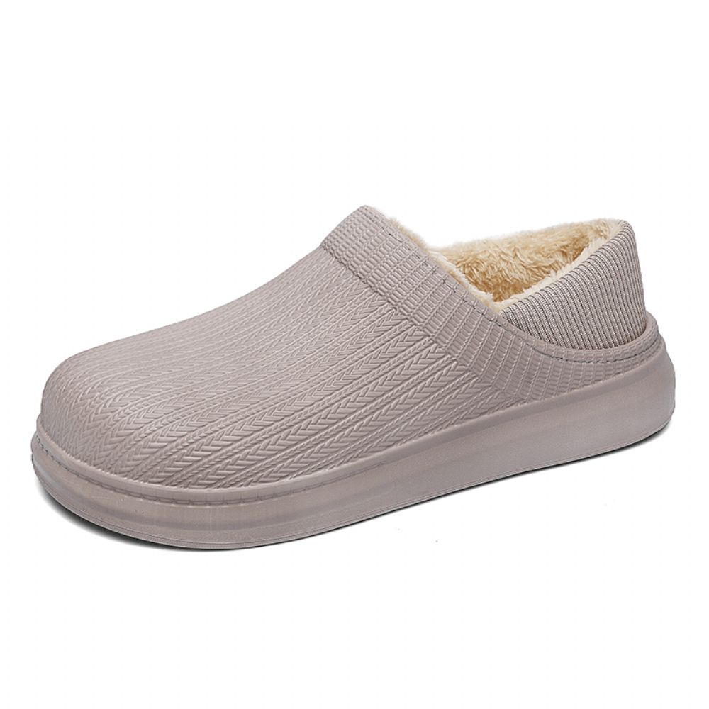 Bequeme Weite Passform Runde Zehen Warme Einfache Slip-On-Hausschuhe Für Herren