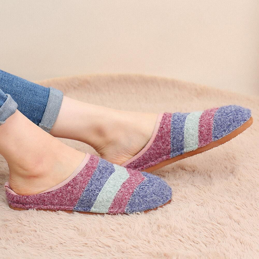 Colorblock Gestreifte Haushaltsbaumwoll-Slip-On-Hausschuhe Für Den Innenbereich