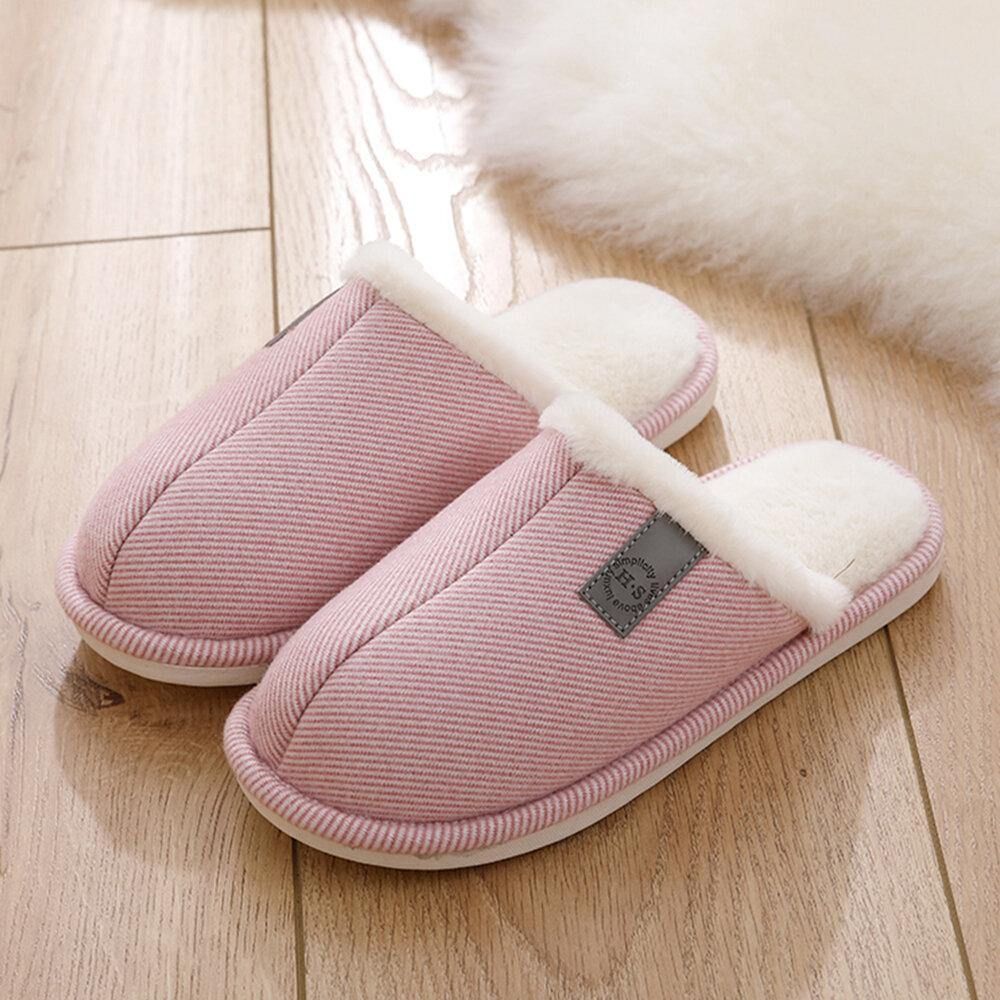 Damen Casual Solid Color Closed Toe Flat Bequeme Warm Home Schuhe