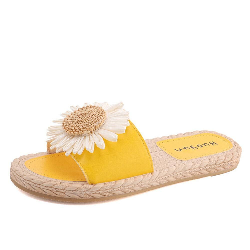 Damen Daisy Decor Tragbare Bequeme Strand-Slides Hausschuhe