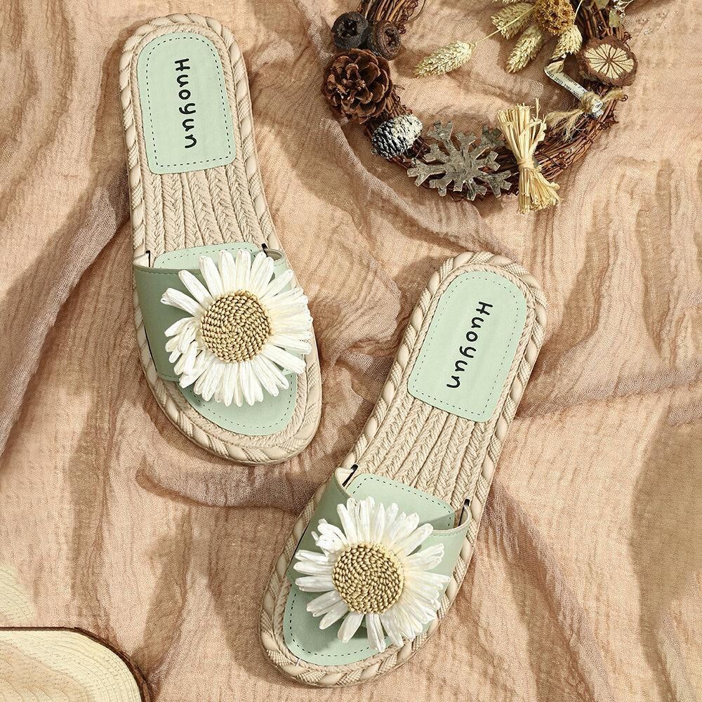 Damen Daisy Decor Tragbare Bequeme Strand-Slides Hausschuhe