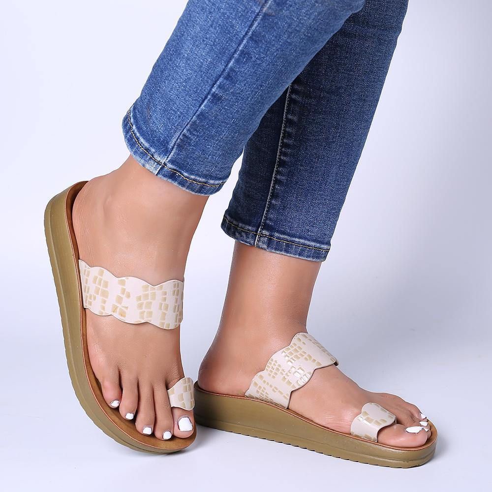 Frauen Casual Clip Toe Plateau Hausschuhe