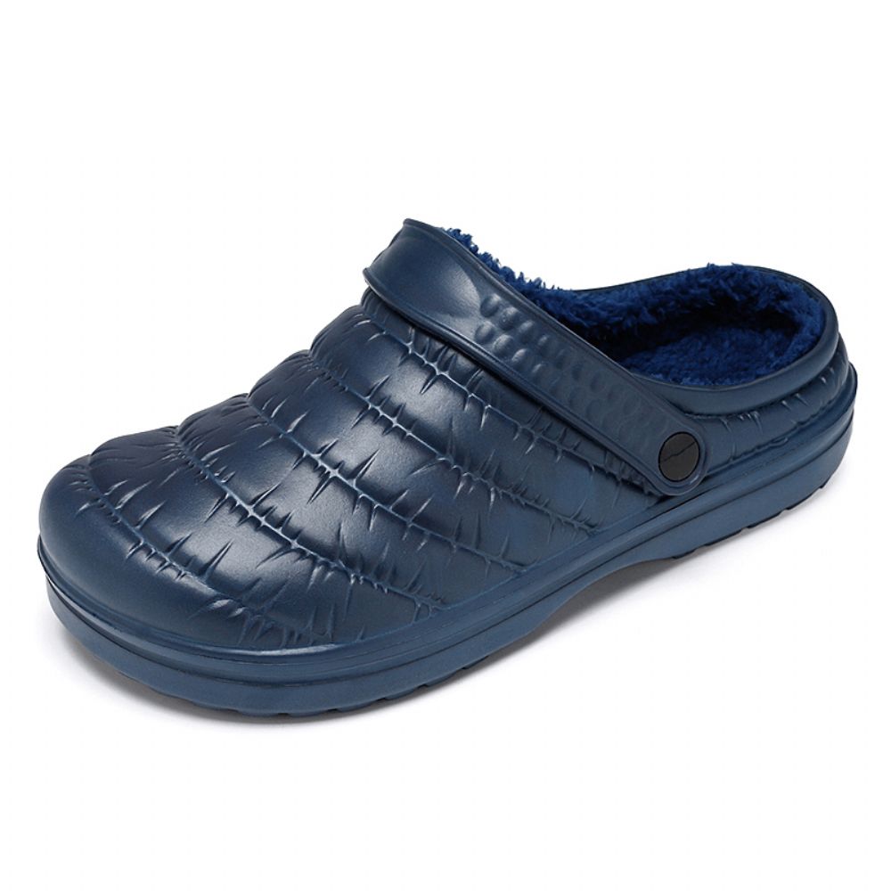 Herren Wasserdichter Stoff Plüsch Warm Gefüttert Bequeme Slip-On Hausschuhe