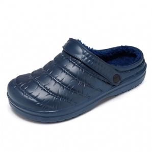 Herren Wasserdichter Stoff Plüsch Warm Gefüttert Bequeme Slip-On Hausschuhe