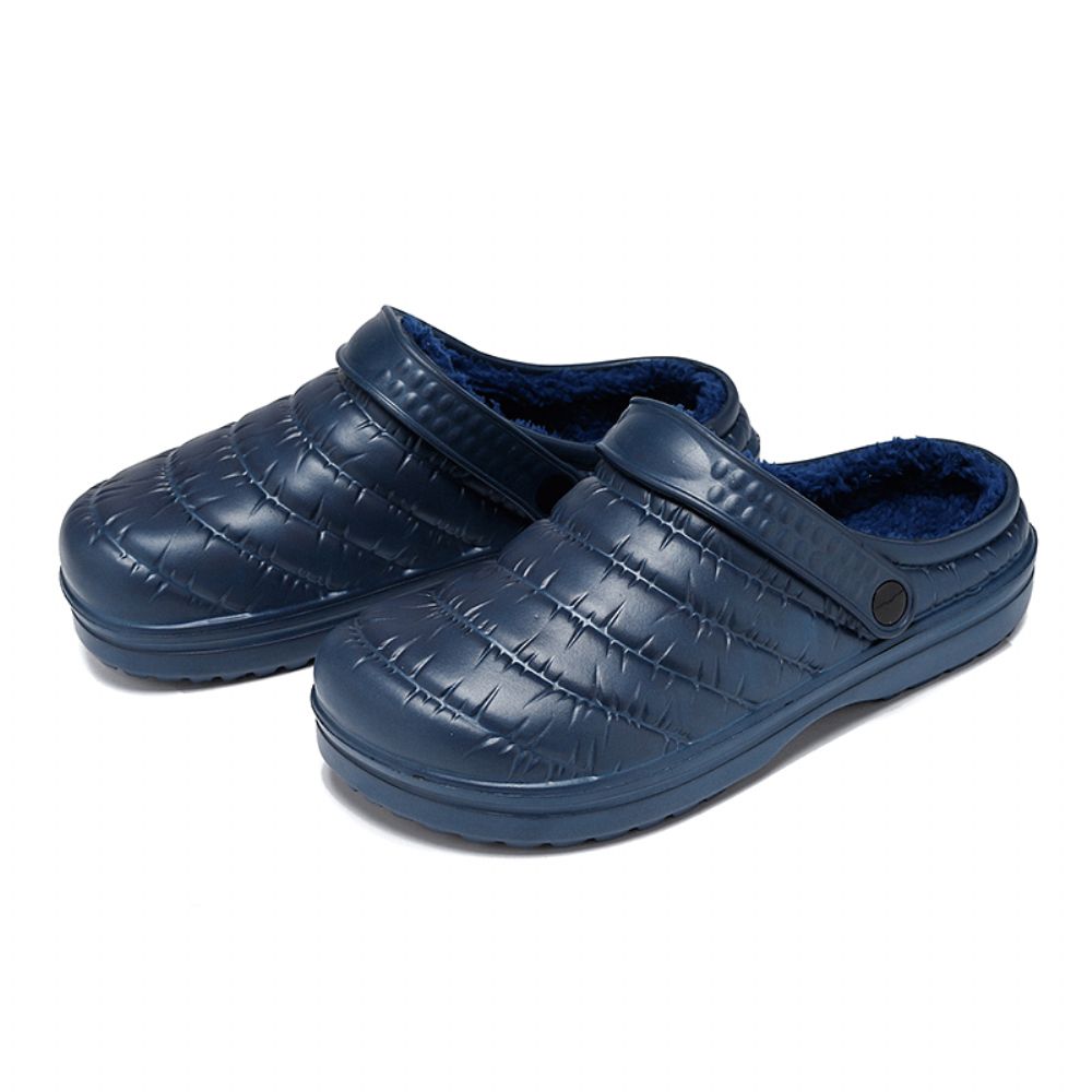 Herren Wasserdichter Stoff Plüsch Warm Gefüttert Bequeme Slip-On Hausschuhe