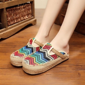 Rainbow Espadrilles Flax Backless Loafer