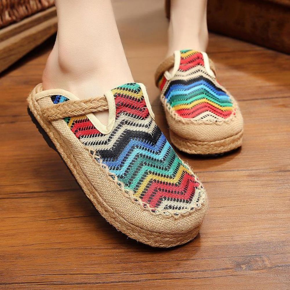 Rainbow Espadrilles Flax Backless Loafer