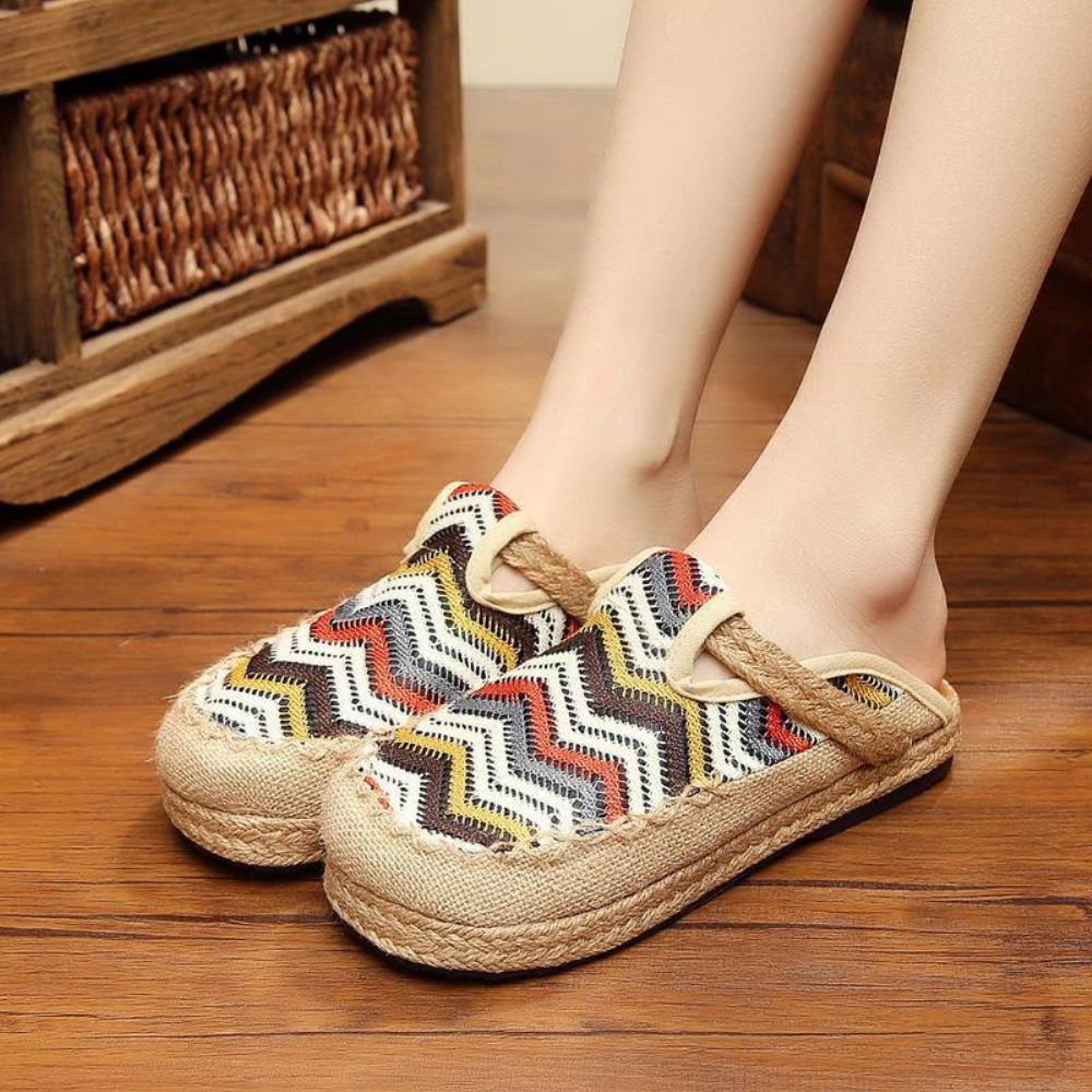 Rainbow Espadrilles Flax Backless Loafer