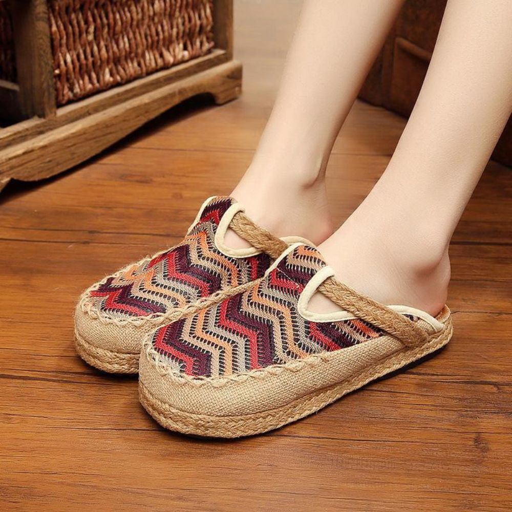 Rainbow Espadrilles Flax Backless Loafer