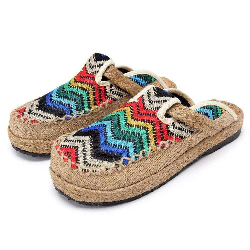 Rainbow Espadrilles Flax Backless Loafer