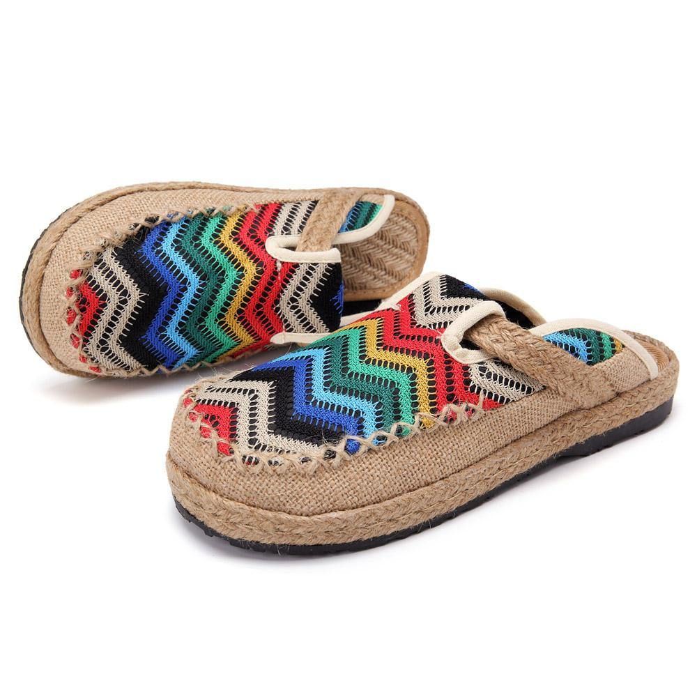 Rainbow Espadrilles Flax Backless Loafer