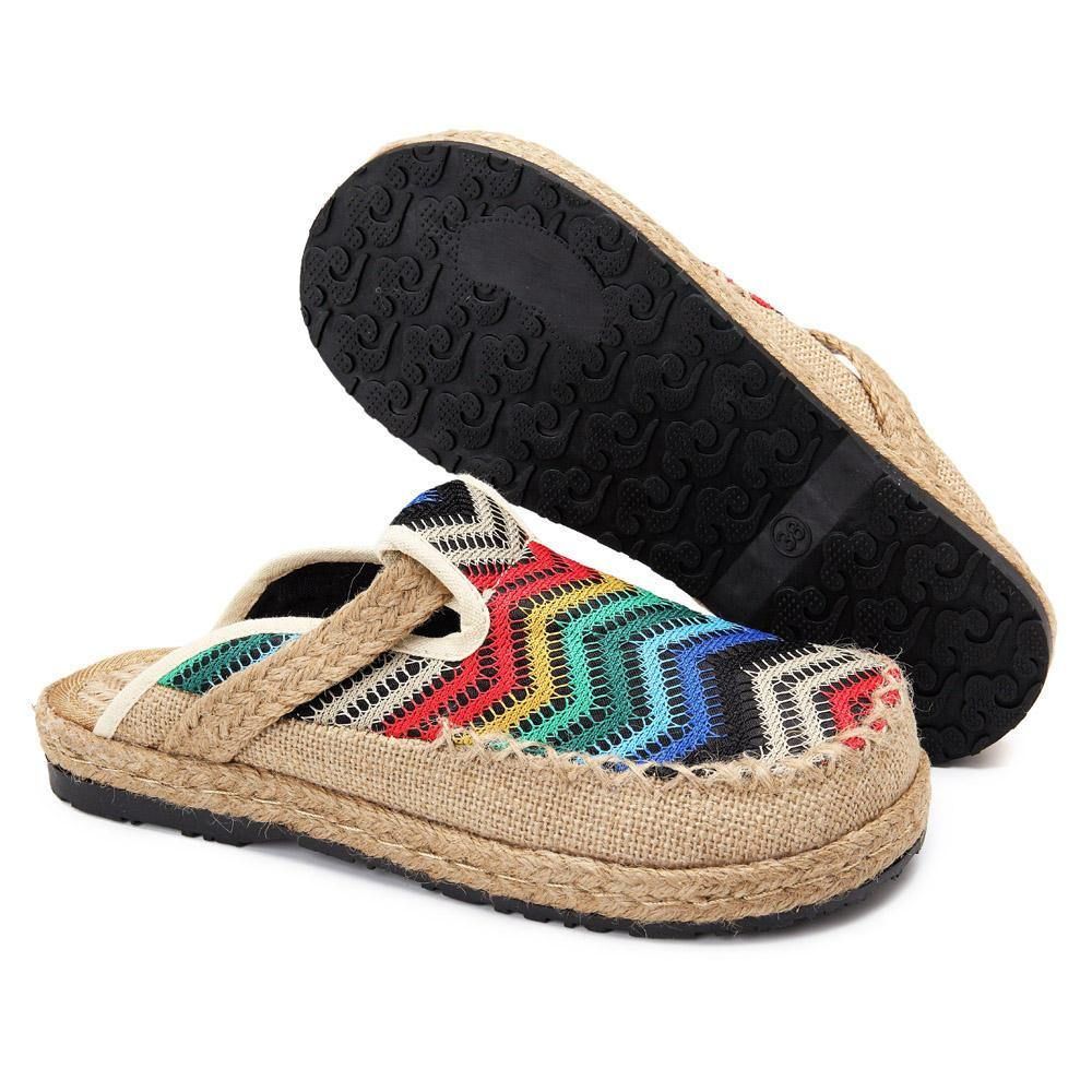 Rainbow Espadrilles Flax Backless Loafer