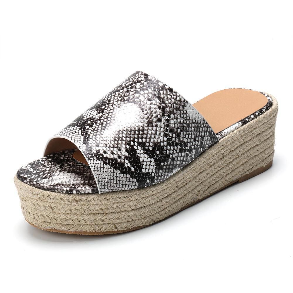 Serpentine Soft Bequeme Round Toe Wedge Comfy Slippers