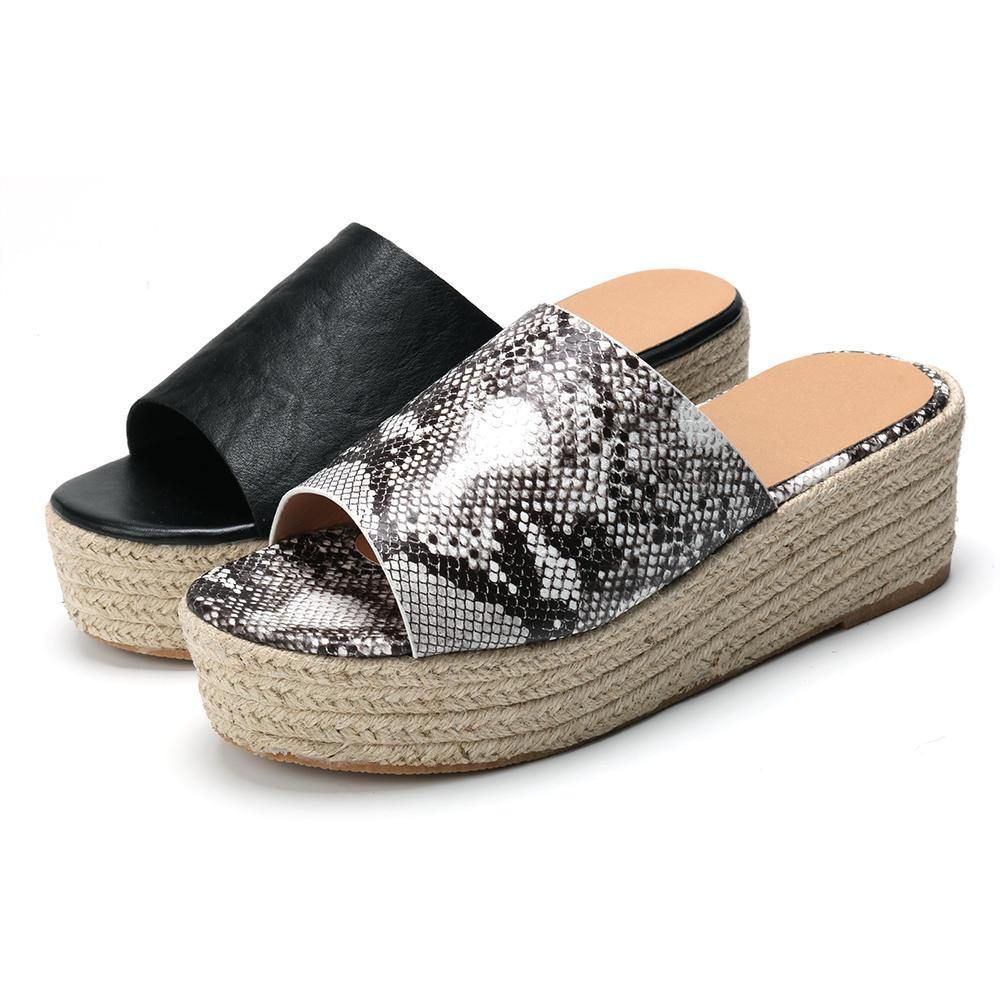 Serpentine Soft Bequeme Round Toe Wedge Comfy Slippers