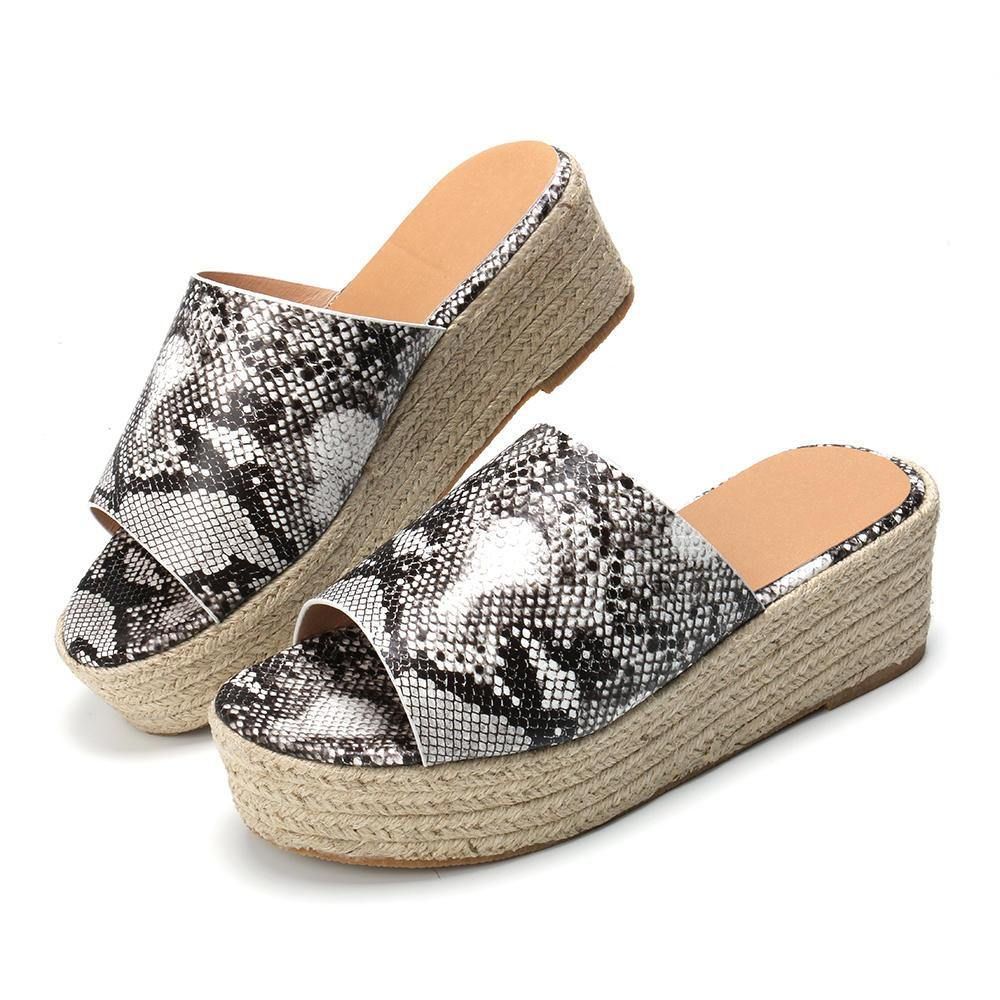 Serpentine Soft Bequeme Round Toe Wedge Comfy Slippers