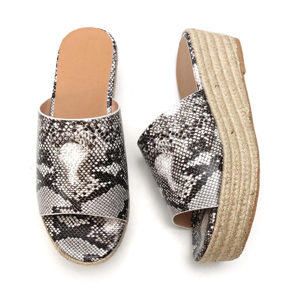 Serpentine Soft Bequeme Round Toe Wedge Comfy Slippers