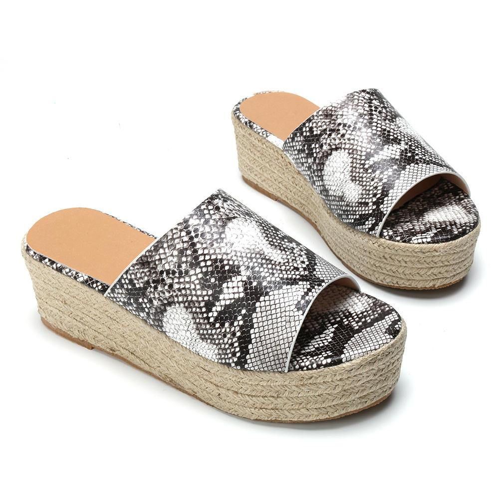 Serpentine Soft Bequeme Round Toe Wedge Comfy Slippers