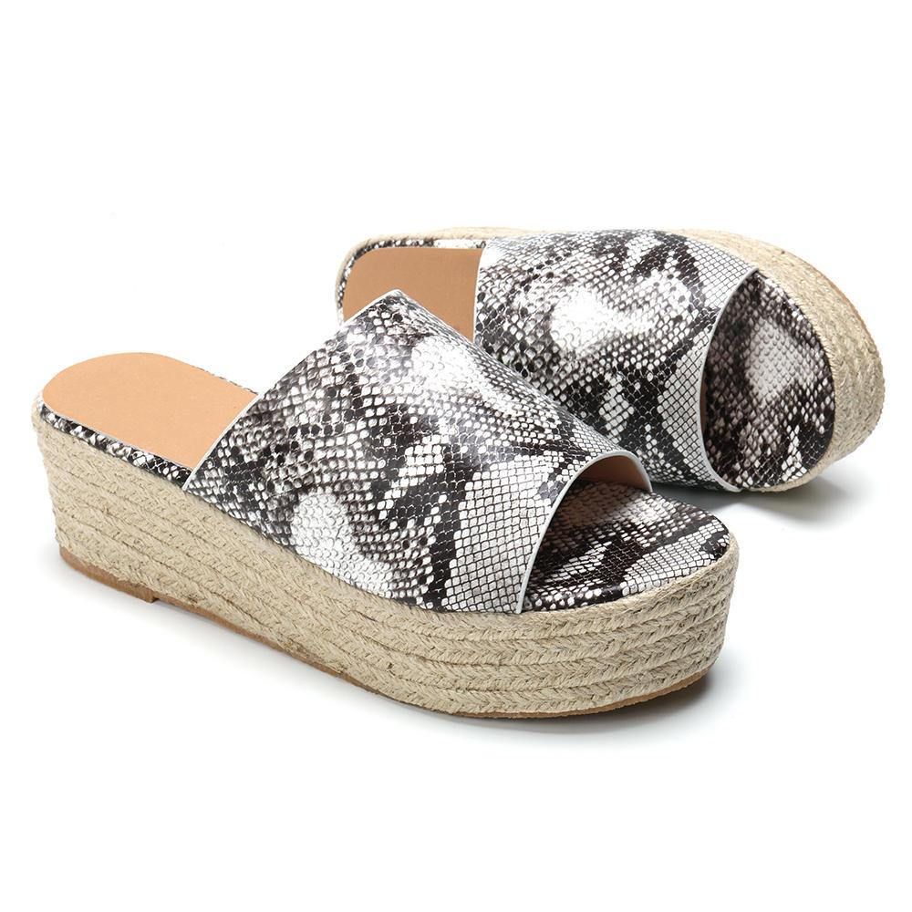 Serpentine Soft Bequeme Round Toe Wedge Comfy Slippers