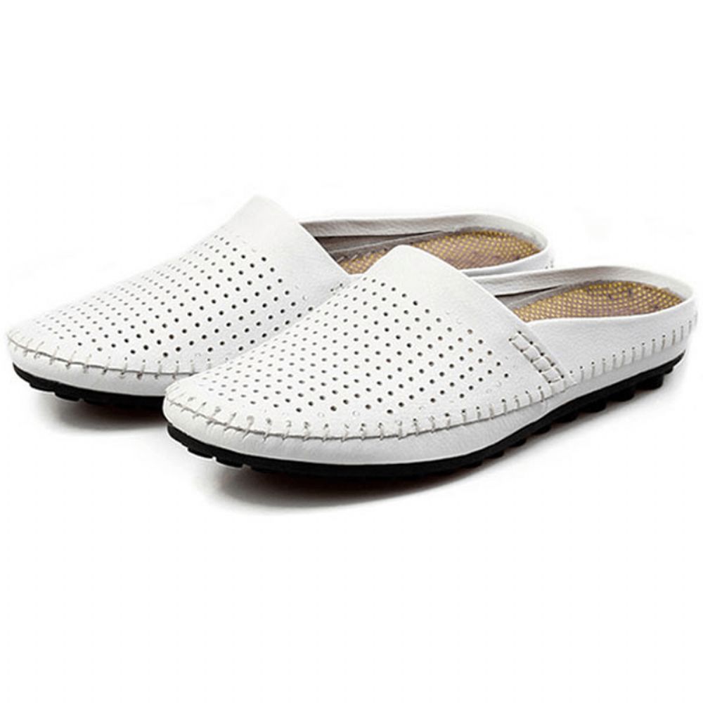 Slipper Herren Aushöhlen Casual Beach Slip On In Leder