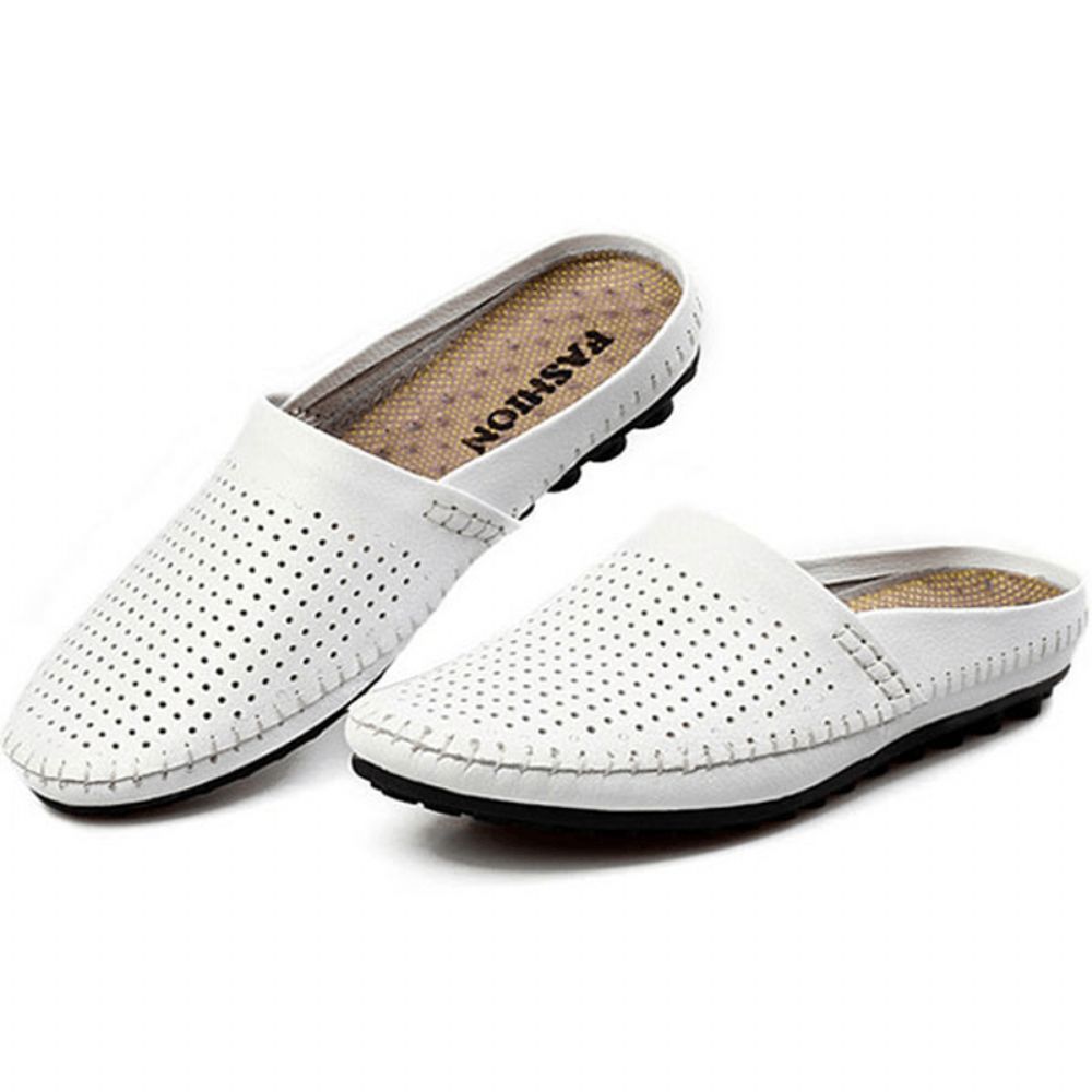 Slipper Herren Aushöhlen Casual Beach Slip On In Leder